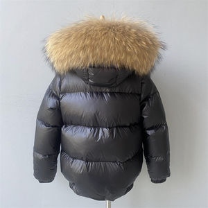 Enfants doudounes à capuche col en fourrure véritable filles garçons chaud coupe-vent bulle bouffant en gros hiver <span class=keywords><strong>plume</strong></span> vers le bas manteau pour les enfants - Product Image 4
