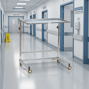 Chariot porte-patients hospitalier en acier inoxydable à double barre - Product Image 3