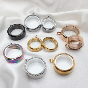 Vòng Cổ Dày Bằng Thép Không Gỉ Mặt Dây Chuyền Kỷ Niệm Nổi Màu Vàng Bạc 25Mm 30Mm Đồ Trang Sức Nữ Hình Ảnh Khóa Thủy Tinh Bán Sỉ - Product Image 1