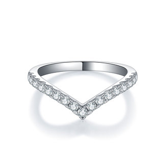 Anster Wholesale S925 Moissanite Simple Design <strong>Ring</strong> V Shape <strong>Guard</strong> <strong>Ring</strong> Customized Accept - Product Image 1