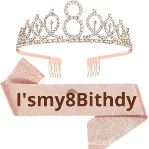 Couronne de Princesse en Alliage, Accessoire de Coiffure pour Anniversaire, Ensemble Ceinture et Bijoux de Cheveux pour Fêtes et Célébrations - Product Image 4