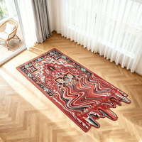 Moderner Roter Plüsch-Schmelzteppich 3D Schmelzender Persischer Teppich Boho Optische Illusion Bodenmatte Cooles Flüssigkeitsdesign Teppich Neu für Wohnzimmer