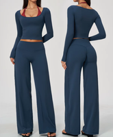 Nouvel ensemble de yoga deux pièces color-block 2026 respirant, séchage rapide, infroissable, très élastique, coupe ajustée, taille mi-haute