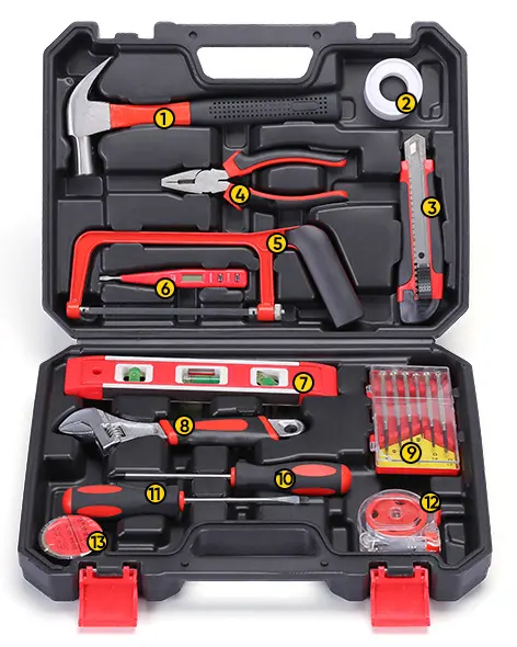 Ensembles d'outils à main mixtes de base pour la maison, 19 pièces, kit d'outils de réparation à domicile