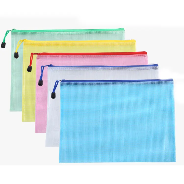 Пластиковая папка для файлов из ПВХ, Сумка для документов с молнией, канцелярская сетчатая оконная сумка для карандашей