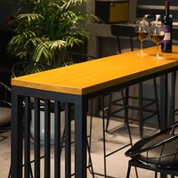 Ensemble de table de bar moderne en bambou nordique avec cadre en fer, à poser au mur, à pieds hauts, pour la maison et les restaurants