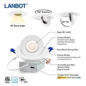 Gimbal <span class=keywords><strong>LED</strong></span> lõm Ánh sáng 4 inch Trắng xoay Gimbal canless trần ánh sáng 360 độ xoay 90 độ nghiêng 4 inch 9W nhãn cầu - Product Image 6