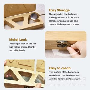 Molde de Madera para Bolas de Arroz Triangulares, 3 en 1, para Hacer Bento, Material de Bambú Natural, Apto para Lavavajillas - Product Image 4
