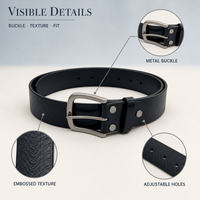 Ceinture en cuir véritable pour homme, boucle à ardillon texturée, logo personnalisé, ceinture décontractée tendance