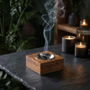 Quemador de incienso de sándalo hecho a mano con inserto metálico, difusor aromático para decoración del hogar, uso en todas las estaciones, decoración para el hogar, Ramadán, Eid - Product Image 1