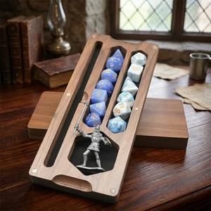 LOGO personnalisable Multifonction Rectangle Noyer noir Boîte à dés en bois personnalisée avec couvercle magnétique - Product Image 1