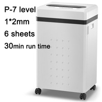Déchiqueteuse de papier de bureau à micro-coupe ultra-fine, 29 minutes d'autonomie continue, capacité 6 feuilles