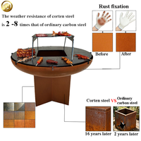 Brasero en acier corten avec grille de cuisson - Barbecue multifonctionnel d'extérieur