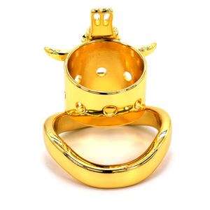 2021 Golden Cow รุ่นของเ<span class=keywords><strong>ล</strong></span>่น Dildo สแตนเลสสตี<span class=keywords><strong>ล</strong></span>ชายอุปกรณ์ Chastity Cock Cage Bondage Lock อวัยวะเพศชาย Sm Dildo สำหรับ Man - Product Image 5