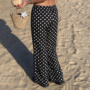 Pantalon de plage taille basse à pois style Y2K, décontracté et ample, streetwear pour femme, vente en gros - Product Image 4