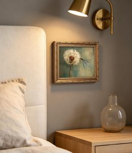 Quadro su tela vintage con libellula, fiore selvatico e tarassaco, cornice dorata, stile rustico. Campioni OEM ODM pronti in mezza giornata. - Product Image 6