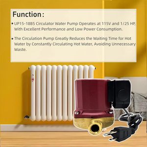 ปั๊มหมุนเวียนน้ำ 115V 1/25 แรงม้า 1/2 นิ้ว ข้อต่อแบบ Sweat End ทองเหลือง ระบบเปิด ใช้แทนรุ่น Up15-18B5 ได้ - Product Image 6