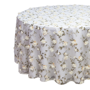 Wholesale Premium Customized Round <strong>Yellow</strong> Flower Printed Organza <strong>Table</strong> <strong>Cloth</strong> for Wedding Party Decor Tablecloth Cover - Product Image 1