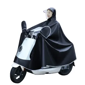 Electric vehicle raincoat thickened double brim adult one-piece raincoat riding motorcycle rain poncho