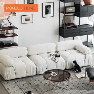Pomelohome conjunto de sofá, 3 peças, moderno, modular, de tecido, mario bellini, sofá modular