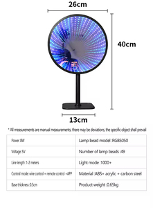 Lampe d'ambiance RGB 3D Abyss à mille couches de miroirs pour synchronisation musicale, idéale pour chambre à coucher et maison intelligente - Product Image 6