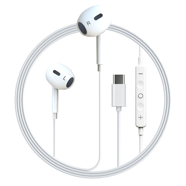Minimalist Portable Type-C Wired Earphones Semi In-Ear Wired Headphones White HD Wired Headset with Mic Volume Control