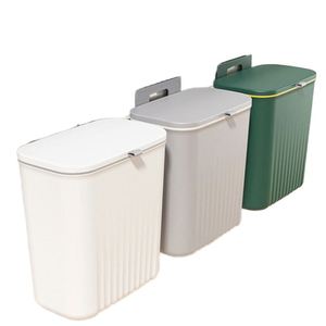 9L Wall Mounted <b>Kitchen</b> Waste Garbage <b>Bin</b> Pp Household Hanging Storage Trash Can With Lid for Cabinets Custom Logo - Product Image 3