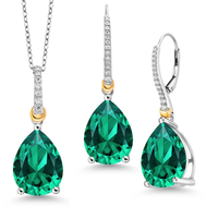 Ensemble de bijoux en argent sterling 925 avec boucles d'oreilles et collier en forme de cœur, saphir bleu AAA et fleur en oxyde de zirconium, vente en gros