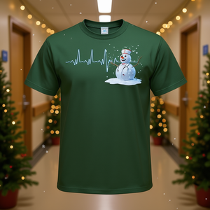 T-shirt de Noël pour infirmière, bonhomme de neige, battement de cœur, pulsation, cadeau de Noël - Product Image 3
