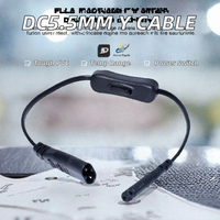 Câble répartiteur en Y DC 5.5*2.1mm 40cm noir 2C*22AWG mâle-femelle avec interrupteur 304 intégré pour ordinateur en PVC