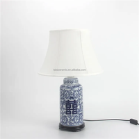 LJ007 Vente en gros de lampes de table antiques en céramique bleue et blanche décoration intérieure chambre lampe de bureau de chevet