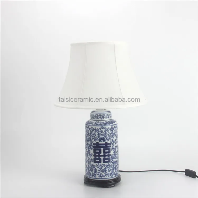 LJ007  Wholesale Antique Blue and White Ceramic Table Lamps Home Decor Bedroom Bedside Desk Lamp