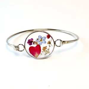 Women Jewellery Wholesale Pressed Flower Bracelet Dried Flower Bangle Resin Jewelry Fashion Jewelry 2021 Women