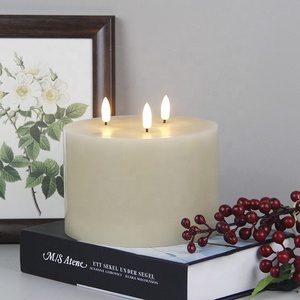 Lilin parafin ekstra besar kustom 3 sumbu baterai besar pilar LED tanpa api dengan lilin 3D nyata api - Product Image 3