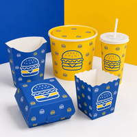 Emballage alimentaire pour restaurant, vente en gros, ensemble de restauration rapide personnalisé, écologique, biodégradable, laminage mat, pliable, poulet frit