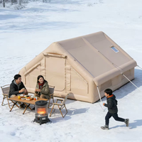 12 ㎡   Tente de camping gonflable 4 saisons, 8-10 personnes, luxe, grande, imperméable, résistante aux UV, Oxford, 1 chambre