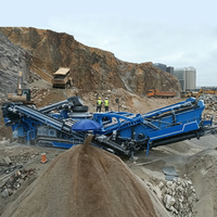 Trituradora de mandíbulas y conos móvil sobre orugas Zhongyu Dingli con motor AC, transportador de retorno de 490KW para minería de roca dura en canteras y preparación de alimentación para molinos de bolas