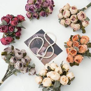 हॉट सेलिंग जले हुए किनारे गुलाब थोक सजावटी शादी के लिए थोक सजावटी शादी कृत्रिम फूल - Product Image 6
