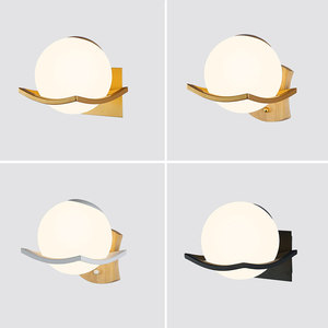Lampe murale moderne en <span class=keywords><strong>bois</strong></span>, <span class=keywords><strong>applique</strong></span> nordique, lampe de chevet, boule de <span class=keywords><strong>verre</strong></span>, <span class=keywords><strong>applique</strong></span> murale décorative - Product Image 6