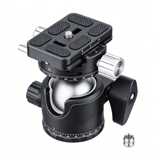 EH36R Tripod Head 720° Dual Panorama Professional Video Ball Head Mount Low Profile Quick Release Plate Ball Head for DSLRCamera