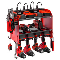 Organisateur d'outils électriques en métal avec station de charge, support mural robuste pour rangement d'outils de garage avec porte-perceuse