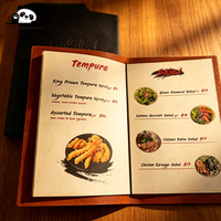 Couverture de menu en cuir PU personnalisable faite à la main, style classeur, avec cordon élastique, pour les menus de restaurants et de bars