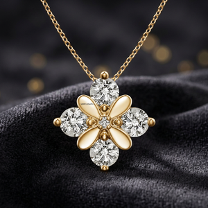 Pendentif fleur en diamant pour femme Vaayu Jewels, taille brillant rond, or 10K 14K 18K, argent 925 935, bijoux à porter au quotidien - Product Image 1