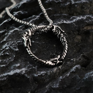 Stainless Steel Dragon Pendant <b>Necklace</b> For Men Viking <b>Celtic</b> Style Gift Jewelry - Product Image 1