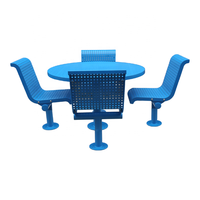 Mobilier d'extérieur table de pique-nique commerciale en acier et 4 chaises d'extérieur restaurant jardin patio table à manger en métal avec chaise