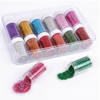 Toksik Olmayan Çevre Dostu 12 Renkli Set Polyester Simli Shaker Kavanozlar El Sanatları İçin Epoksi Reçine Bardakları Noel Süslemeleri