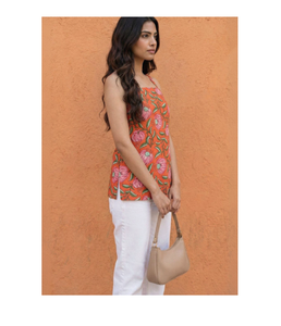 Women Pure Cotton Blend <b>Kurti</b> with Printed Square Neck Stylish Summer Ethnic Top Lightweight Casual Daily Wear Factory Supply - Product Image 2