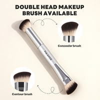 Pinceaux de maquillage professionnels MAANGE personnalisés OEM&ODM, 2 pièces, double embout, pour contouring, fond de teint, poudre libre et anticernes