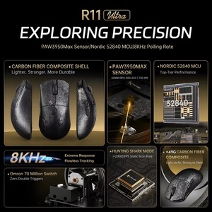 Attack Shark R11 Ultra Carbon Fiber 8k PAW3950MAX Wireless Gaming <b>Mouse</b> 20000 FPS Static Scan Rate 49g Ultra USB/Type-C - Product Image 2