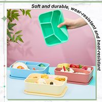 Boîte à lunch portable 1200 ml à succès, ensemble de 3 compartiments, sans BPA, en silicone, bento isotherme pour enfants, chauffable et anti-fuite